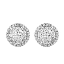 Load image into Gallery viewer, 9ct White Gold 1 Carat Diamond Halo Stud Earrings