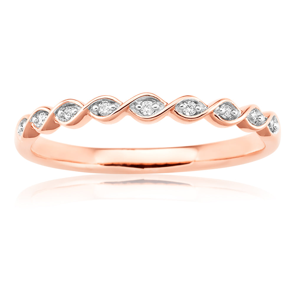 9ct Rose Gold Diamond Ring with 9 Brilliant Diamonds