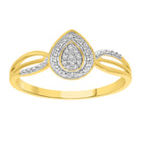 9ct Yellow Gold Pear Shaped Ring with 13 Diamonds