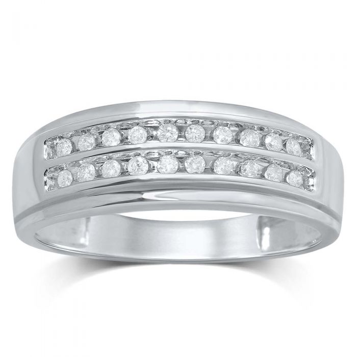 1/4 Carat Diamond Gents Ring in 9ct White Gold