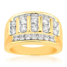 Load image into Gallery viewer, 9ct Yellow Gold Gents Ring with 2.00 Carat of Diamonds