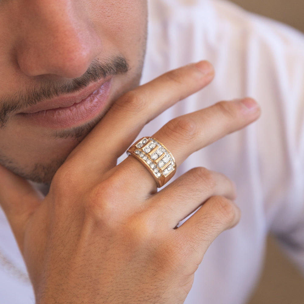 9ct Yellow Gold Gents Ring with 2.00 Carat of Diamonds