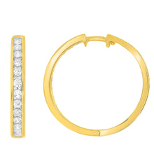 Load image into Gallery viewer, 9ct Yellow Gold 1/2 Carat Diamond Huggie Earrings