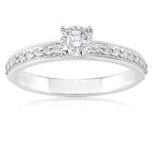 Load image into Gallery viewer, 9ct White Gold Solitaire Ring with 1/3 Carat of Diamonds
