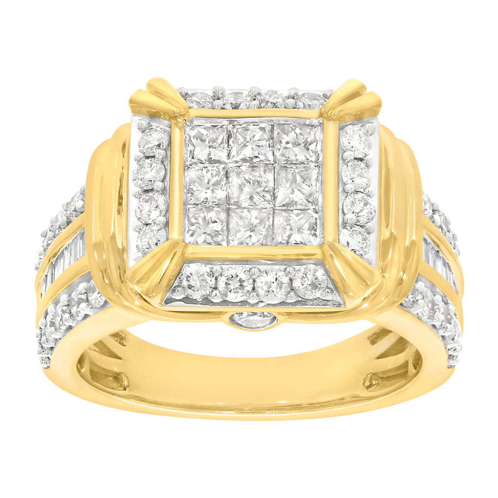 2 Carat Diamond Ring set in 9ct Yellow Gold set with 69 Diamonds