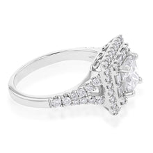 Load image into Gallery viewer, 18ct White Gold 1.80 Carat Diamond Ring with 1.00 Carat Certified Princess Centre