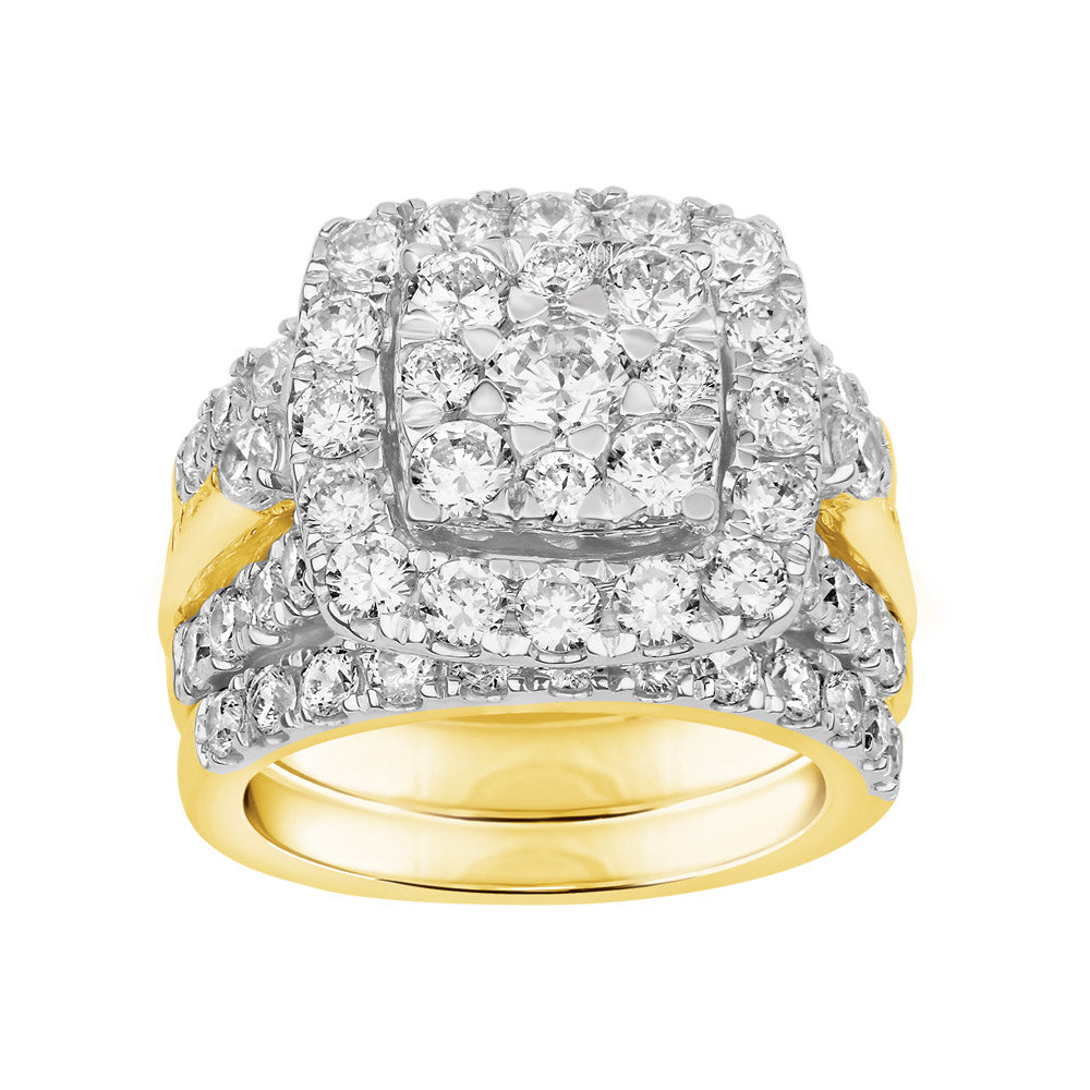 9ct Yellow Gold 4 Carat Diamond  3-Ring Bridal Set