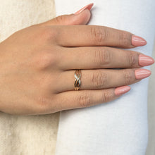 Load image into Gallery viewer, 9ct Yellow Gold Diamond Cross Over Ring with 6 Brilliant Diamonds
