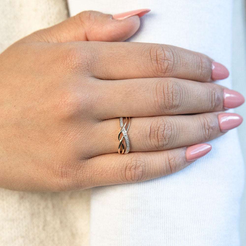 9ct Yellow Gold Diamond Plait Ring