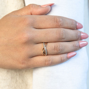 9ct Yellow Gold Diamond Plait Ring