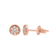 Load image into Gallery viewer, 9ct Rose Gold Diamond Pave Stud Earrings