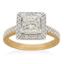 Load image into Gallery viewer, 18ct Yellow Gold 1.70 Carat Diamond Ring with 1.50 Carat Princess Centre Diamond