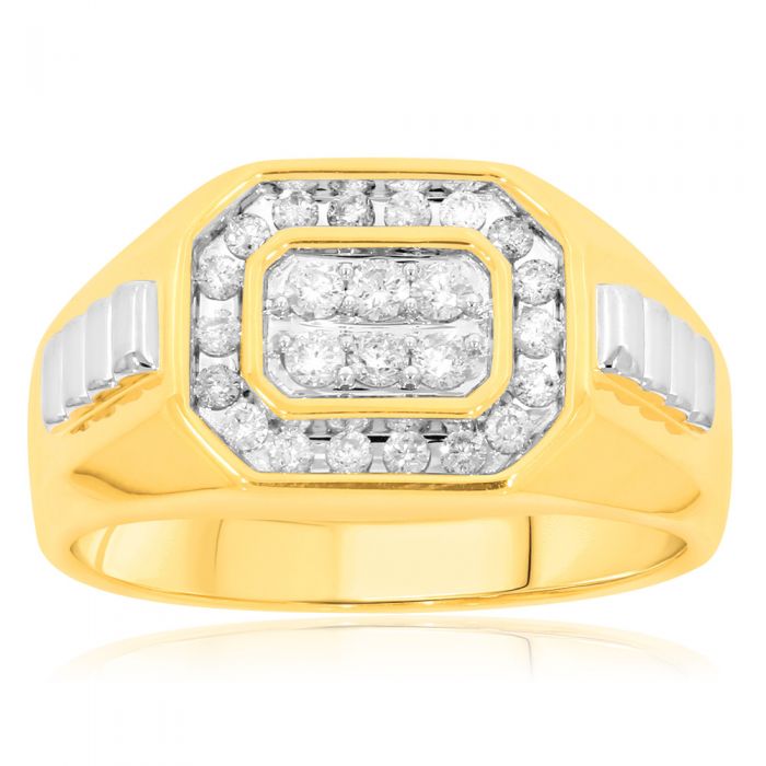 Mens yellow on sale diamond ring