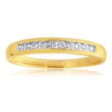 Load image into Gallery viewer, 18ct Yellow Gold 1/4 Carat Channel Set Diamond Ring with 10 Brilliant Diamonds