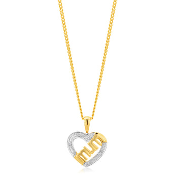 9ct Yellow Gold Diamond Mum Pendant