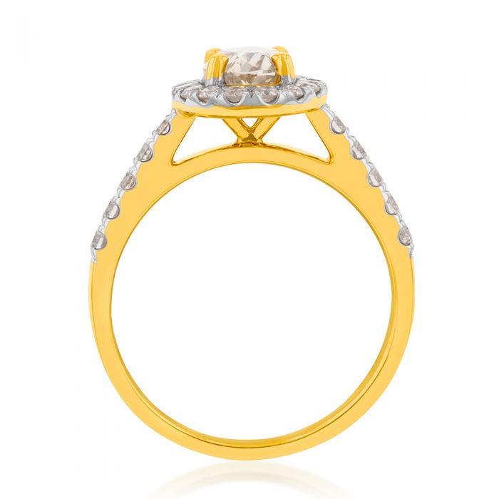 18ct Yellow Gold 1.50 Carat Diamond Ring With 1 Carat Australian Diamond