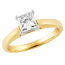 Load image into Gallery viewer, 18ct Yellow Gold &amp; White Gold Solitaire Ring With 1 Carat Princess Diamond