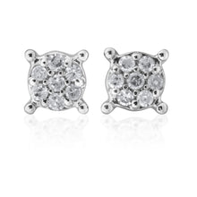 Load image into Gallery viewer, 9ct Yellow Gold Diamond Studs with 14 Brilliant Diamonds