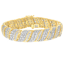 Load image into Gallery viewer, 9ct Yellow Gold 10.6 Carat Diamond  18.5cm Bracelet with Brilliants and Baguettes