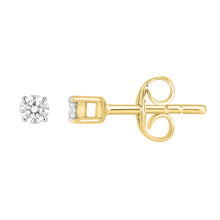 Load image into Gallery viewer, 9ct Yellow Gold 1/10 Carat Diamond Stud Earrings