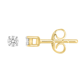 9ct Yellow Gold 1/10 Carat Diamond Stud Earrings
