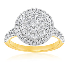 Load image into Gallery viewer, 9ct Yellow Gold 1 Carat Diamond Ring with 73 Brilliant Diamonds