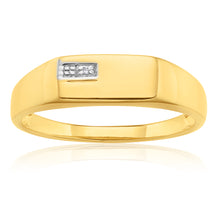 Load image into Gallery viewer, 9ct Yellow Gold Diamond Gents Ring