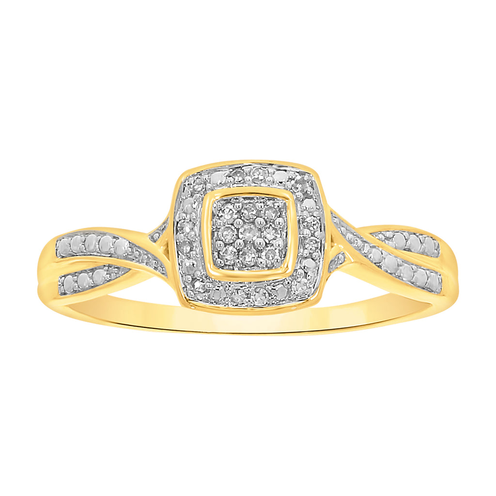 9ct Yellow Gold Ring With 21 Brilliant Cut Diamonds