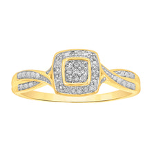 Load image into Gallery viewer, 9ct Yellow Gold Ring With 21 Brilliant Cut Diamonds