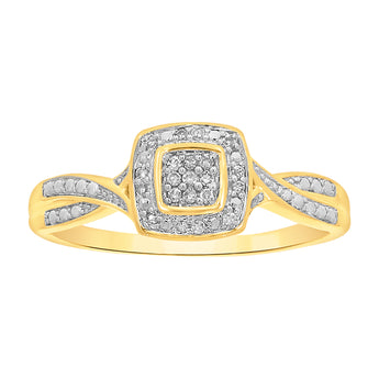 9ct Yellow Gold Ring With 21 Brilliant Cut Diamonds