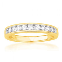 Load image into Gallery viewer, 9ct Yellow Gold 1/2 Carat Diamond Ring with 11 Brilliant Diamonds