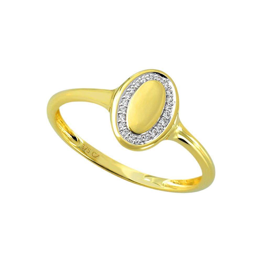 9ct Yellow Gold Diamond Signet Ring with 22 Brilliant Diamonds