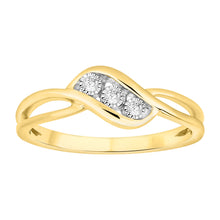 Load image into Gallery viewer, 9ct Yellow Gold Diamond Trilogy Ring with 3 Briliiant Diamonds