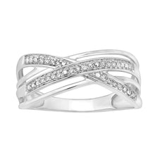 Load image into Gallery viewer, 9ct White Gold Diamond Double Crossover Ring with 20 Brilliant Diamonds