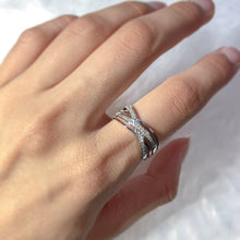Load image into Gallery viewer, 9ct White Gold Diamond Double Crossover Ring with 20 Brilliant Diamonds