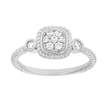 Load image into Gallery viewer, 9ct White Gold Cushion Shape Diamond Ring with 9 Briliiant Diamonds