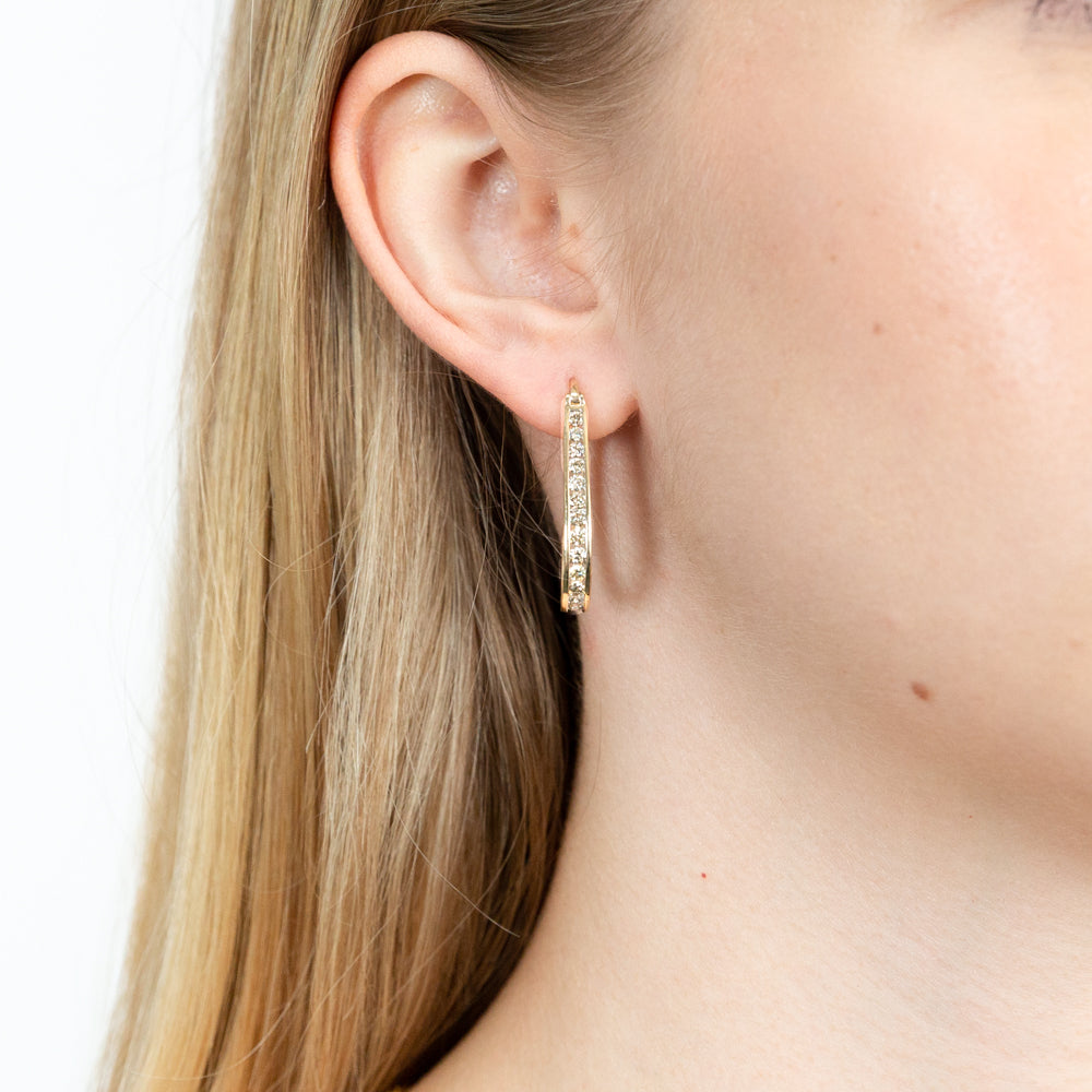 Channel set clearance hoop earrings