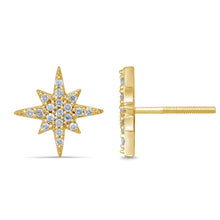 Load image into Gallery viewer, 9ct Yellow Gold Diamond Starburst Stud Earring with 38 Brilliant Diamonds