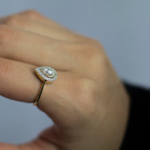 Load image into Gallery viewer, 9ct Yellow Gold Pear Shape 1/5 Carat Diamond  Ring with 24 Brilliant Diamonds