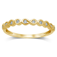 Load image into Gallery viewer, 9ct Yellow Gold Diamond Infinity Bezel  Ring with 10 Brilliant Diamonds