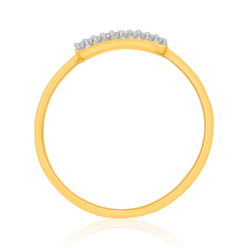 9ct Yellow Gold Diamond Ring with 10 Brilliant Diamonds