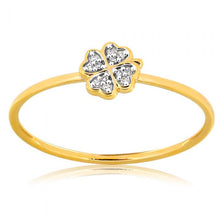 Load image into Gallery viewer, 9ct Yellow Gold Diamond 4 Leaf Clover Ring with 12 Brilliant Diamonds