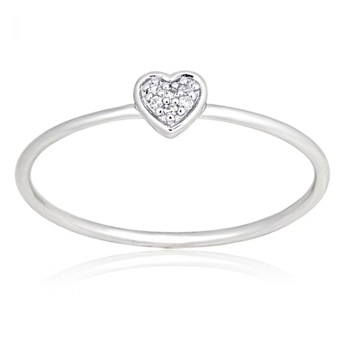 9ct White Gold Diamond Heart Ring with 6 Brilliant Diamonds