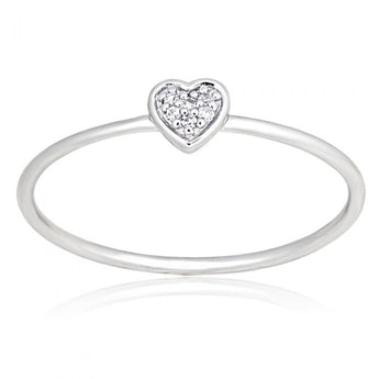 9ct White Gold Diamond Heart Ring with 6 Brilliant Diamonds