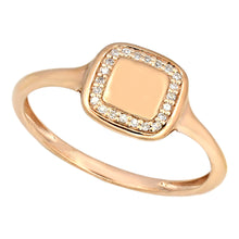 Load image into Gallery viewer, 9ct Rose Gold Diamond Signet Ring with 22 Brilliant Diamonds