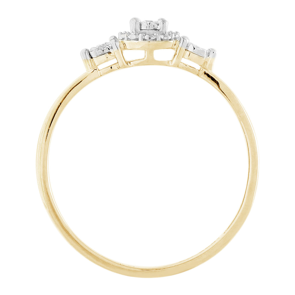 9ct Yellow Gold Diamond Trilogy Ring with 3 Brilliant Diamonds in Disc Setting