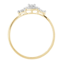 Load image into Gallery viewer, 9ct Yellow Gold Diamond Trilogy Ring with 3 Brilliant Diamonds in Disc Setting