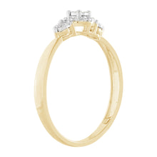 Load image into Gallery viewer, 9ct Yellow Gold Diamond Trilogy Ring with 3 Brilliant Diamonds in Disc Setting