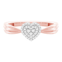 Load image into Gallery viewer, 9ct Rose Gold 0.10 Carat Heart Shape Diamond Ring with 39 Brilliant Cut Diamonds
