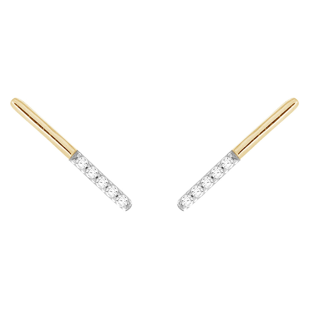 9ct Yellow Gold 0.05 Carat Diamond Bar Earrings with 10 Brilliant Cut Diamonds